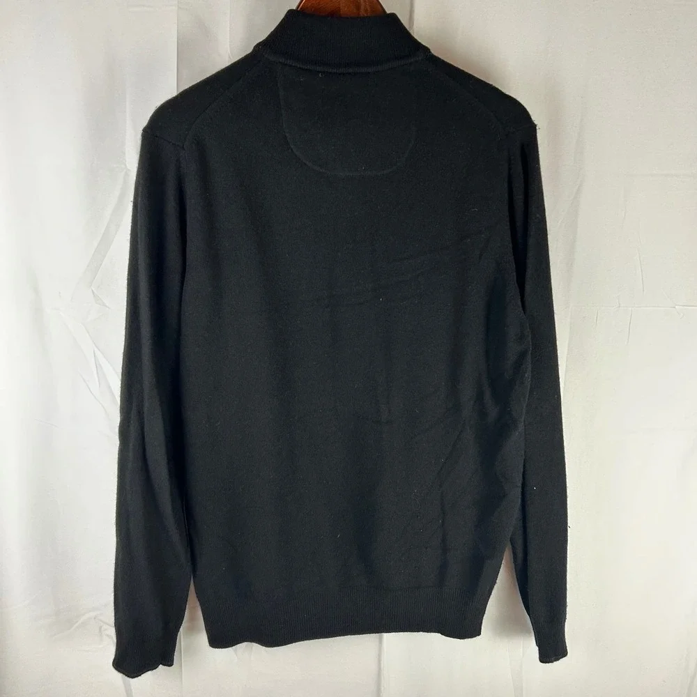JOS A BANK RESERVE Mens‎ Large Black Italian Yarn 1/4 Zip Sweater Wool Cashmere